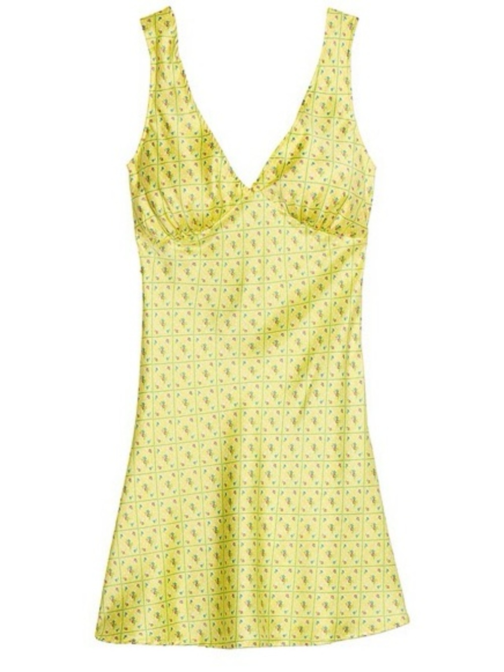 Frankie’s Bikinis Yellow Floral Satin Slip Dress